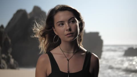 Portrait of a woman at the beach