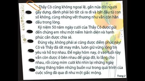 Quyết Thoa hát mừng 50 năm Anniversary Thầy Bào Cô Khanh