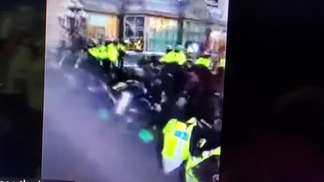 woman get trampled by Traitoreau's Police Horses