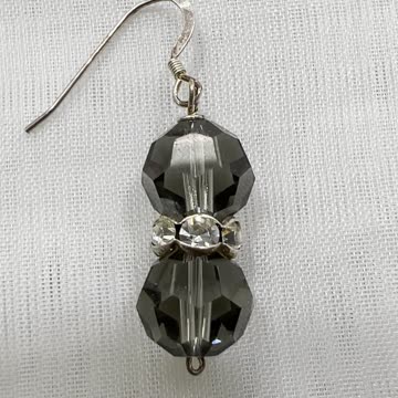 Handmade Unique 1.5” Drop Earrings Made with Swarovski Black Diamond, 925 Silver