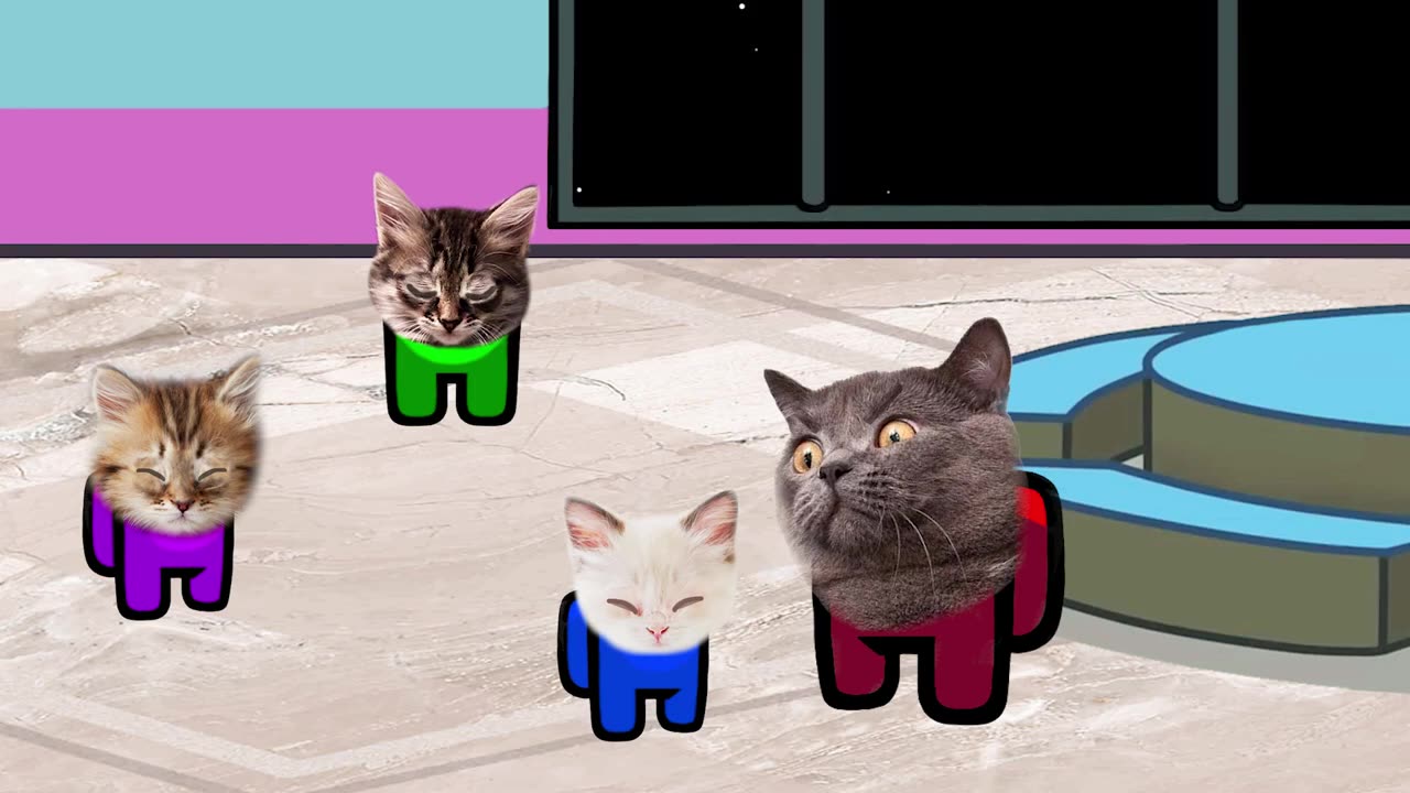 Last slice of pizza. Among Us Song (dance music video). Pushcats cat Cartoon Animation