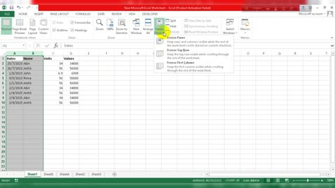 How to freeze columns in Excel