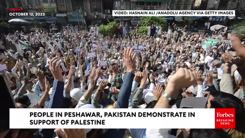 People In Peshawar, Pakistan Demonstrate In Support Of Palestine