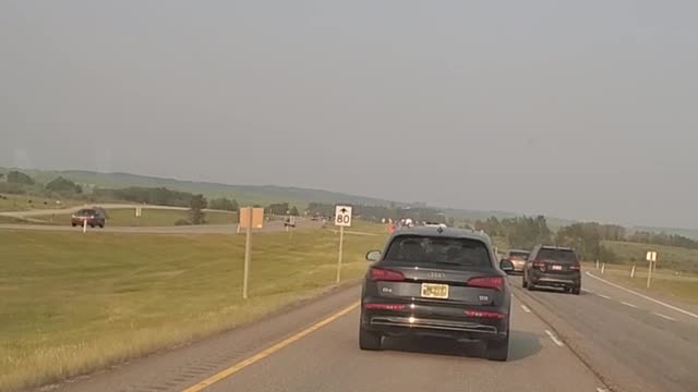 Big Traffic Back up Banff To Calgary , Alberta