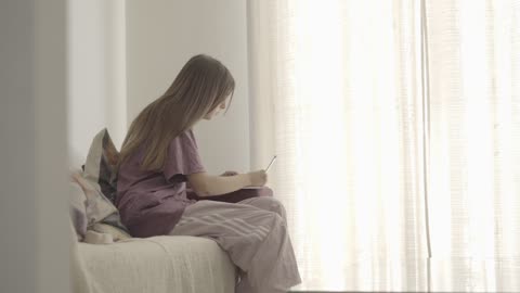 Young girl doing school work