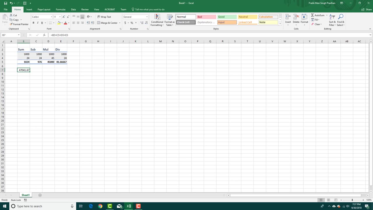 MS Excel Tutorial - Lesson 16 - Basic Formula for Calculations