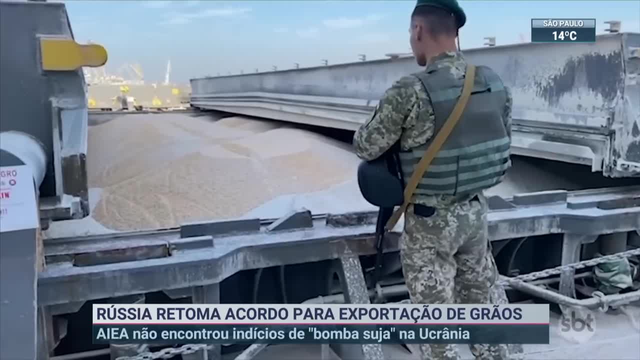 Rússia retoma acordo para exportação de grãos | SBT Brasil (03/11/22)