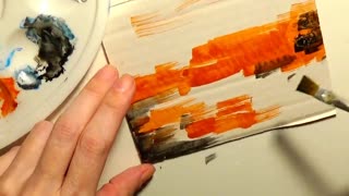 Making an Abstract Painting, Orange and Black