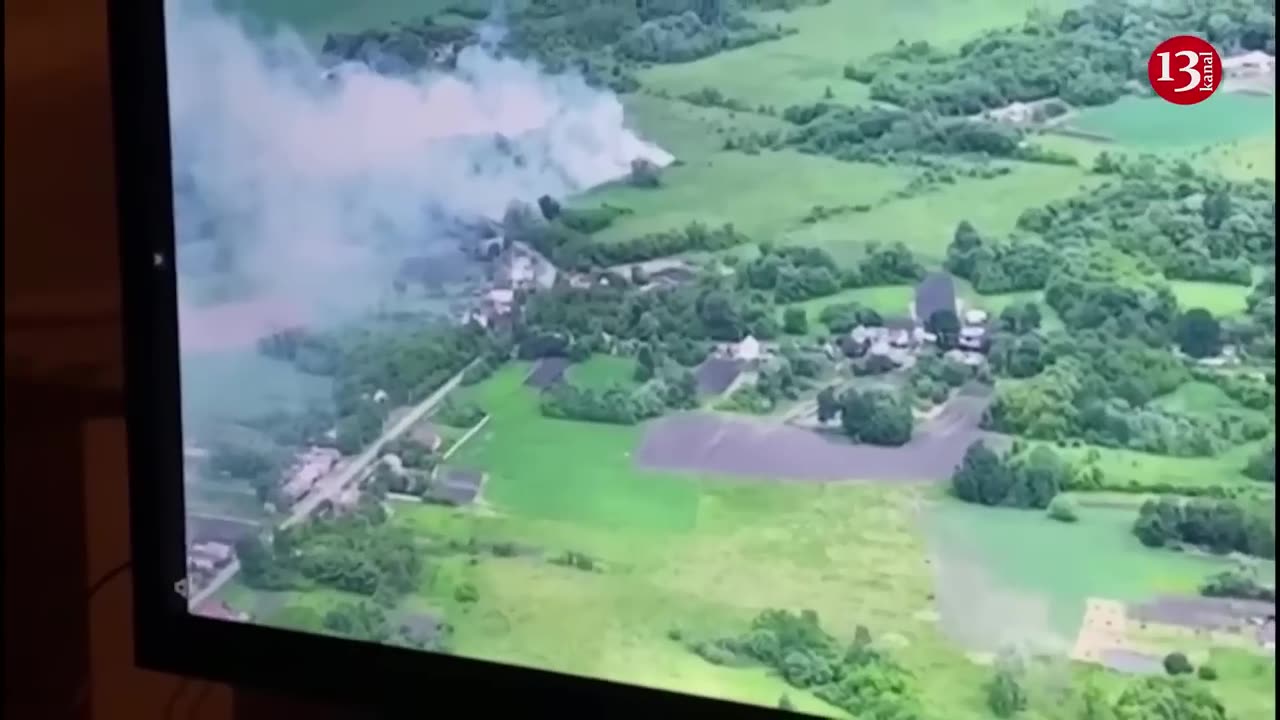 Drone footage of smoke above Russia's Belgorod as Ukraine 'sabotage group' crosses into Russia