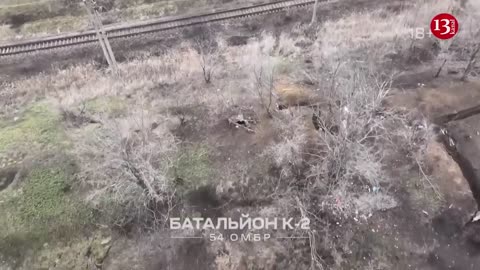 DRONE SILENCED Russians who were shooting with firearms at Ukrainian soldiers from their dugout