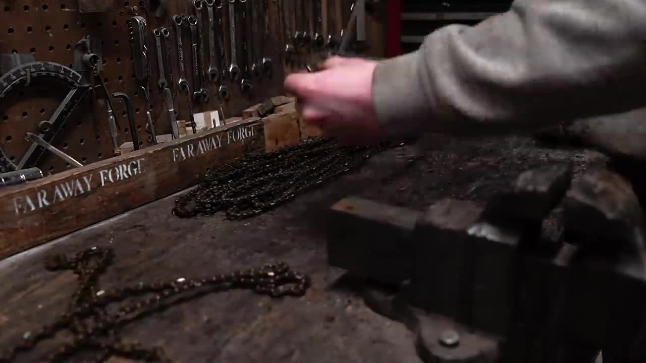 Damascus Steel Japanese Tanto from Chainsaw Chain-3