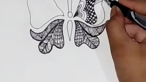 Natural Zen Tangle butterfly art Drawing