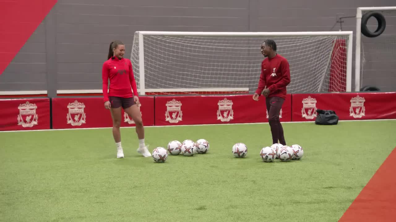 LFC Women take on AXA's Insurance Challenge _ Reds protect precious items, with Manny