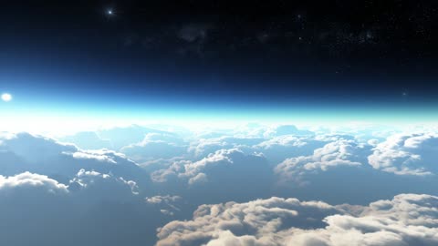 Flying above clouds with 3D space above