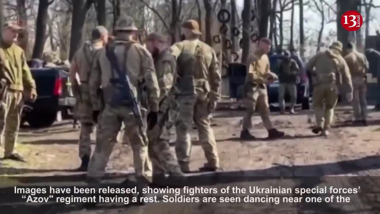 “Azov" fighters relaxing by dancing after a battle