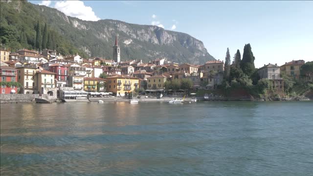 onboard ferry shot leaving lakeside town of varenna lake