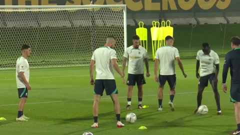 Australia train for the first time since news of France's Benzema injury exit the Socceroos