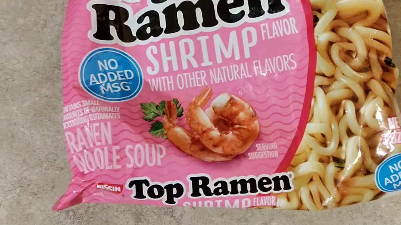 Eating Nissin Top Ramen Shrimp Flavor, Dbn, MI, 9/1/23