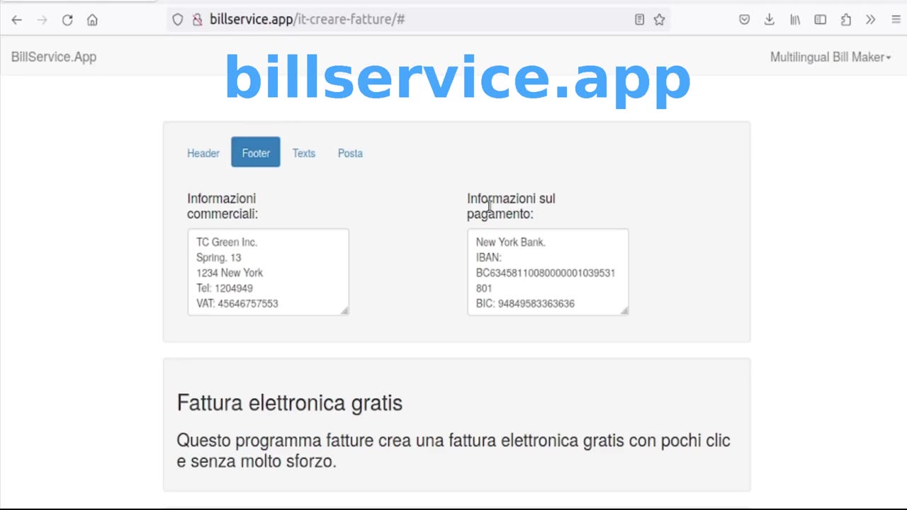 Creare Gratis Fatture Online - Billservice.app