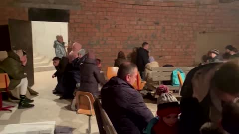 Kyiv residents seek shelter in church