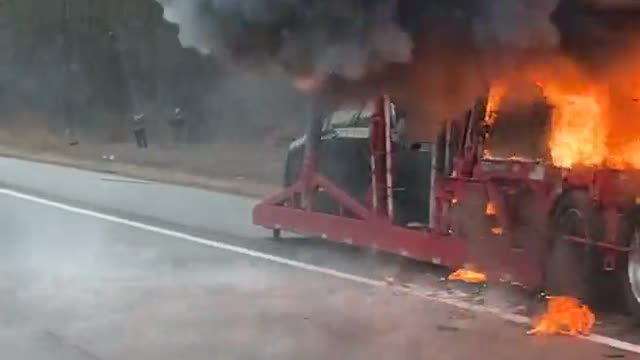 Sudden Blast from Car Carrier Wreck