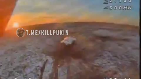 Ukrainian Kamikaze Drone Strikes Russian BMP(?)