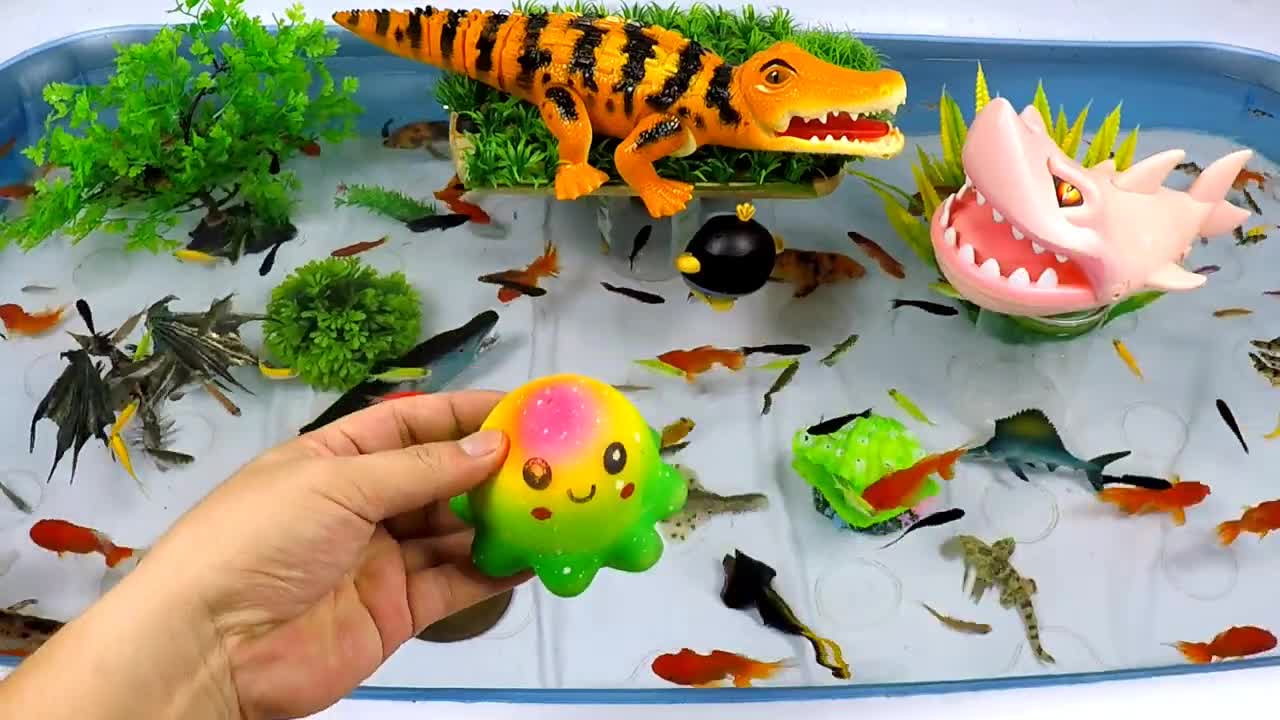 Cute Animals, Running Crocodile, Sharp Toothed Shark, Wolf Fish, Goldfish, Tiger Fish, Crab, Carp