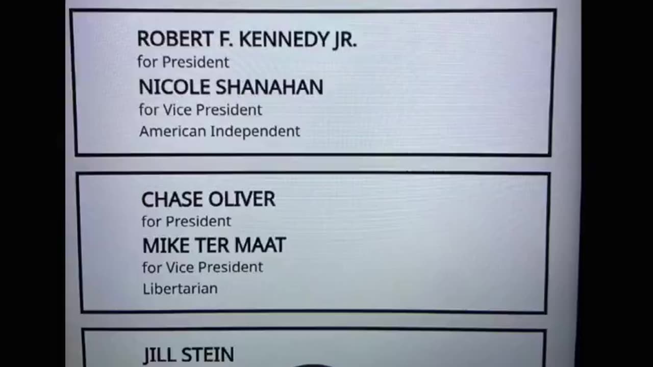 Trump's name doesn’t appear on the first screen on voting machines in California.