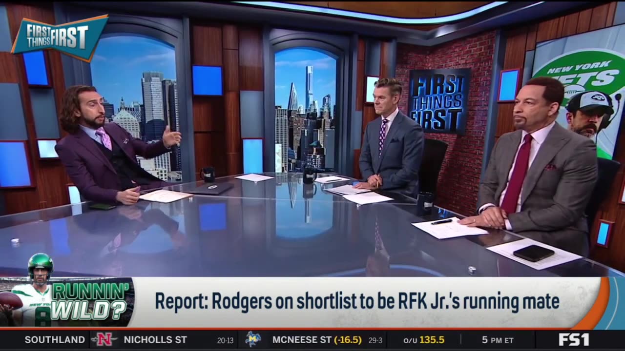 FIRST THINGS FIRST Nick Wright reacts to Aaron Rodgers on shortlist to be RFK Jr.'s running mate