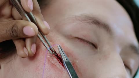 Suturing a wound 😱😱