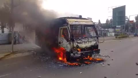 Citizens of Ukraine burnt the Russian civilian bus