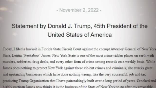 Trump releases a statement on suing New York witch