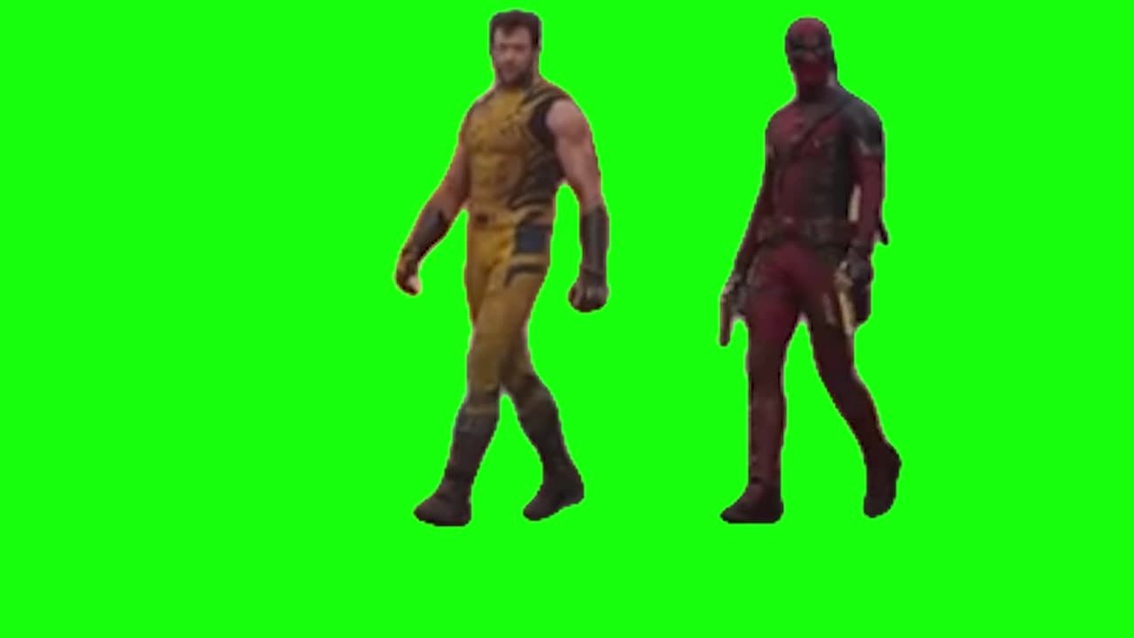 Deadpool & Wolverine Walking | Green Screen