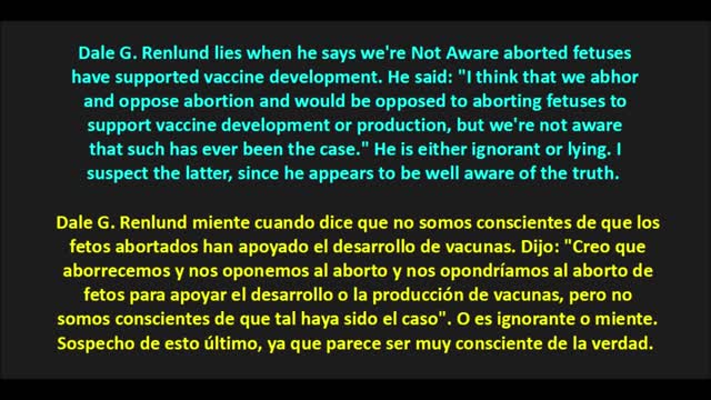 Dale Renlund Lies When He Says We're Not Aware Aborted Fetuses Have Supported Vaccine Development