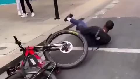 Funny bicycle wreck