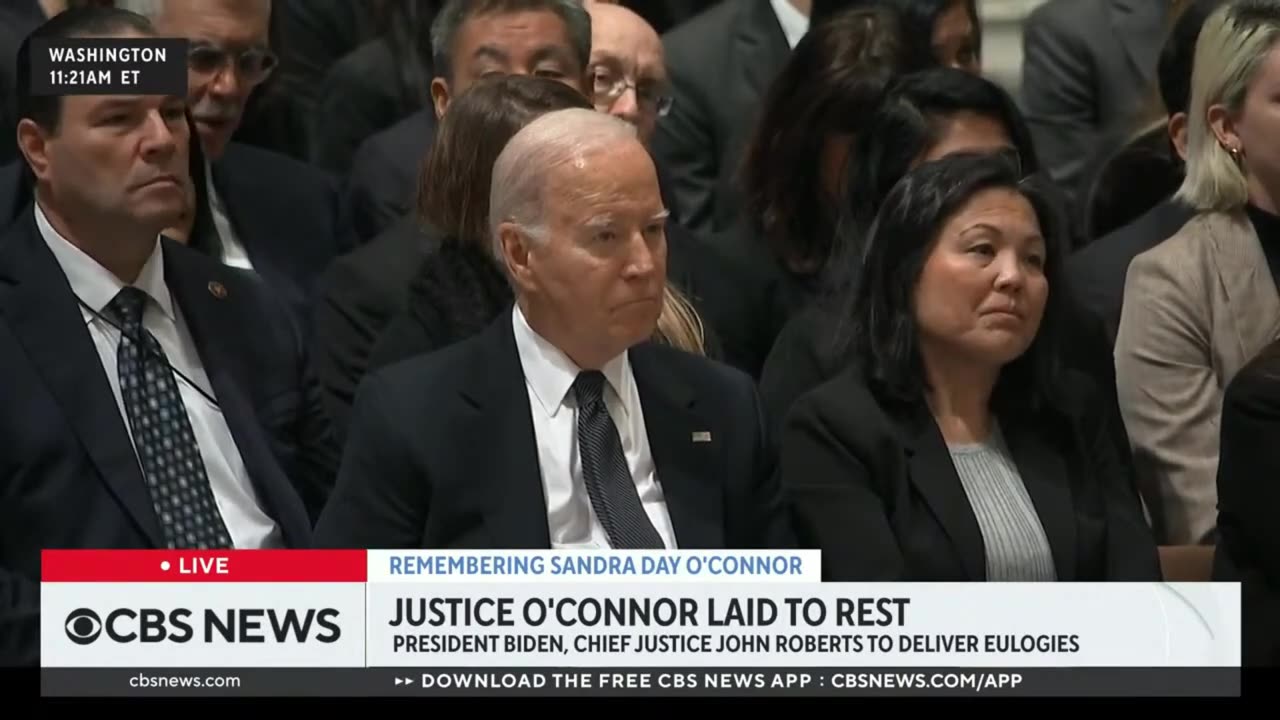 CBS NEWS QUICKLY CUTS AWAY FROM BIDEN AS HE FALLS ASLEEP@JUSTICE SANDRA O’CONNOR’S FUNERAL