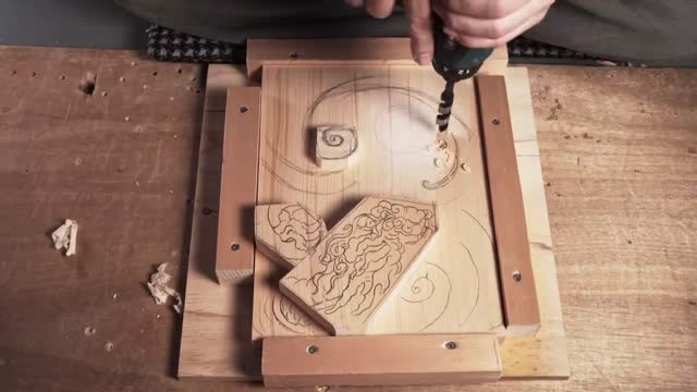 Electric drill wood carving