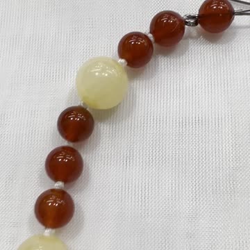 Handmade + Knotting Unique 21” Statement Necklace with 925 Silver, Carnelian