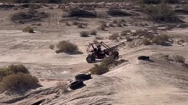 Me thinking this Chinese dune buggy would snap in half if I jumped ite