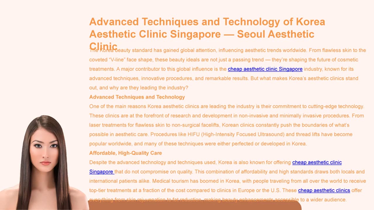 Advanced Techniques and Technology of Korea Aesthetic Clinic Singapore