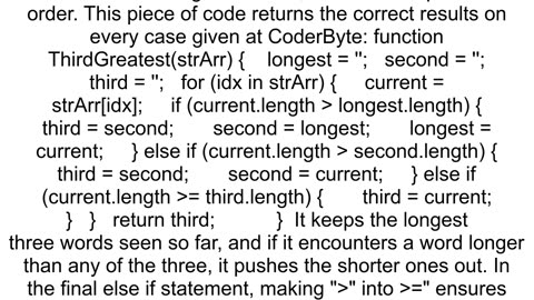 find third largest word in array CoderByte javascript