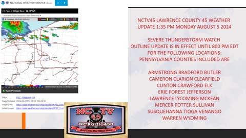 NCTV45 LAWRENCE COUNTY 45 WEATHER UPDATE 1:35 PM MONDAY AUGUST 5 2024