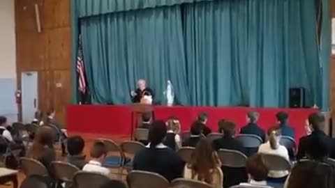 Bishop Schneider speaking to the students of Regina Pacis Academy