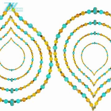 Natural turquoise and amber with colorfu Tourmaline Rubellite Apyrite smooth beads necklace01