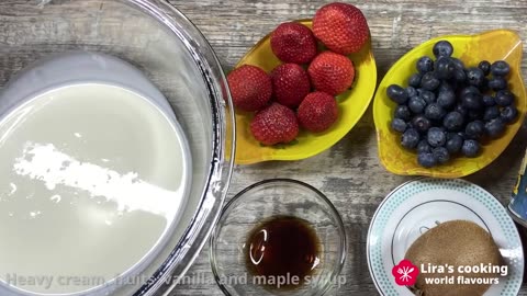 Easy Romantic Gluten-Free PAVLOVA CAKE for Valentine＂s day - fruity, maple syrup delight