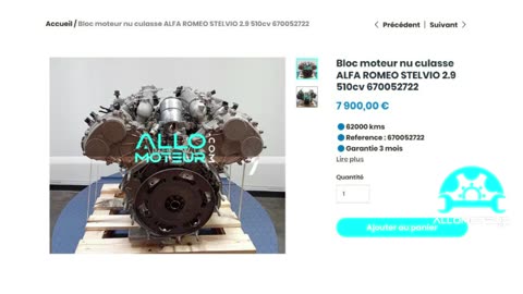 ALLOMOTEUR.COM - Bloc moteur nu culasse ALFA ROMEO STELVIO 2.9 510cv 670052722