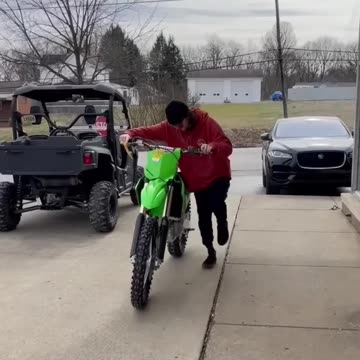Test driving a new dirt bike