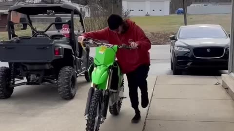 Test driving a new dirt bike