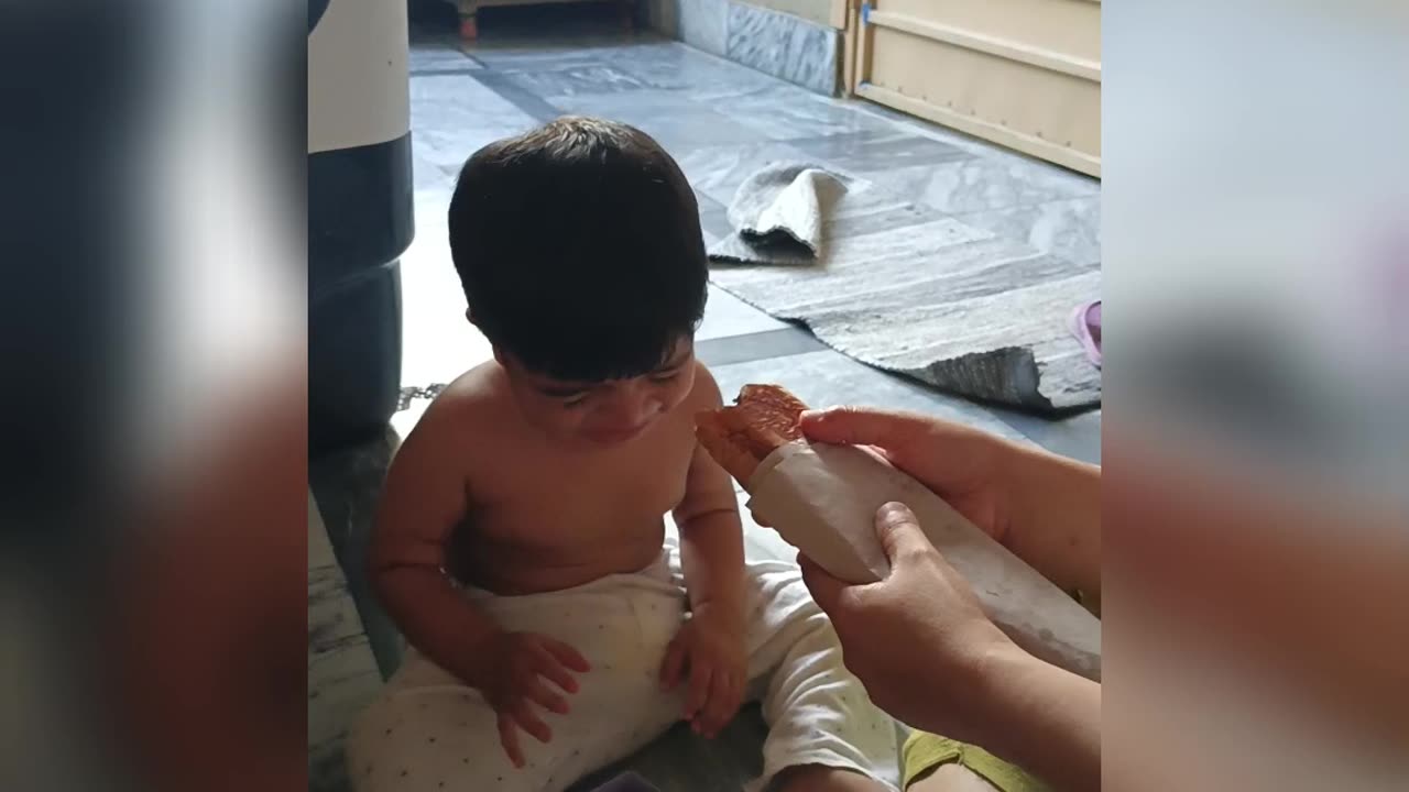 Kid crying when mama take burger away 😄