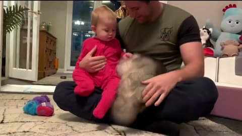 (Part A)-Baby Girl&Puppy-First Meeting Baby Girl And Baby Dog